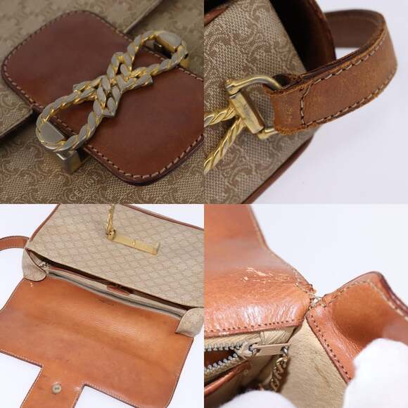 CELINE Macadam Canvas Shoulder Bag Pvc Beige Gold - Picture 11 of 13